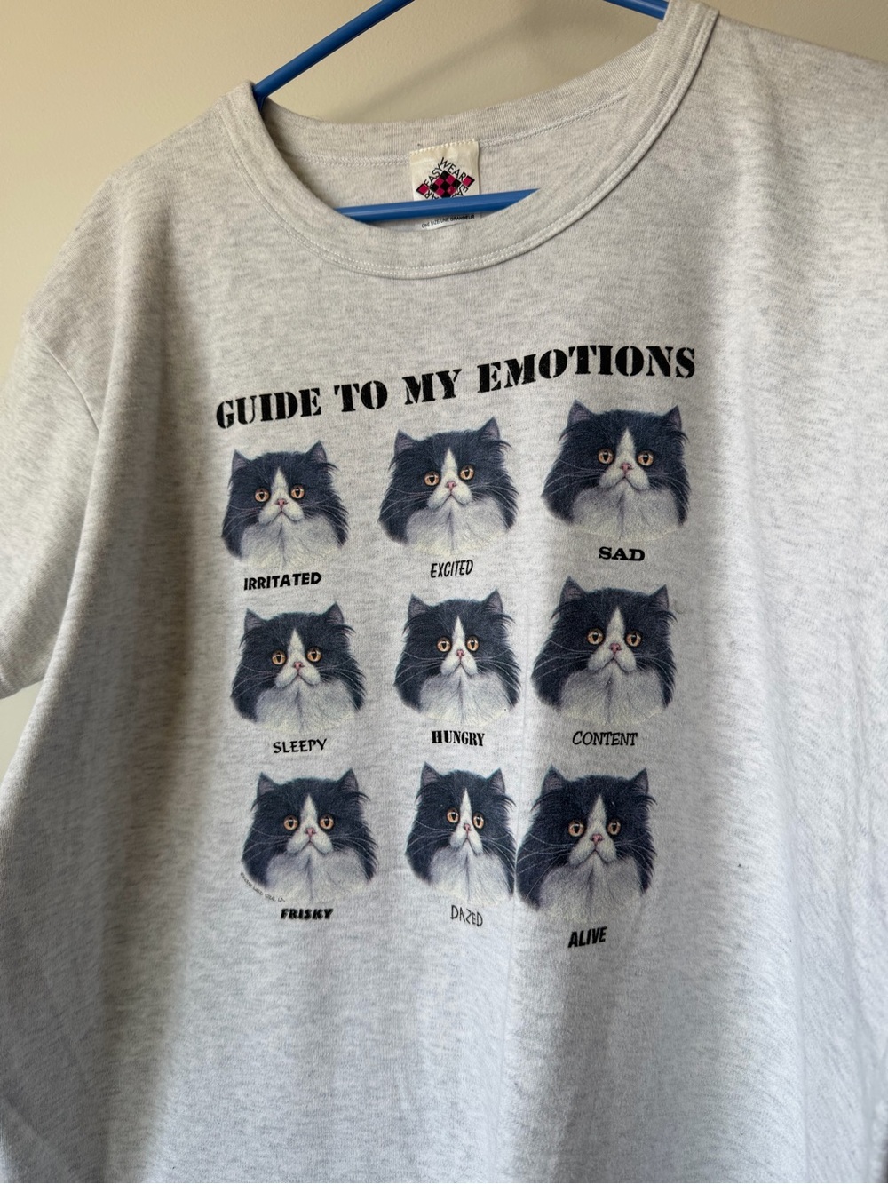 Vintage Funny Cat Graphic T-Shirt Dress Nightgown One Size Guide To My Emotions - Picture 5 of 9